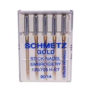  Schmetz Gold Titanium Embroidery Needles Size 90/14 Arts 