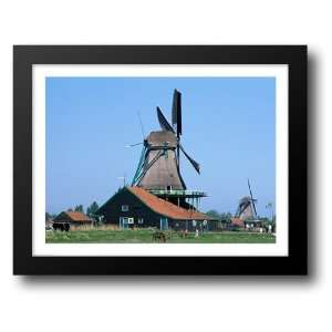  Windmills, Zaanse Schans, Netherlands 28x22 Framed Art 