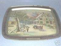 Currier & Ives Serving Tray   American Homestead Winter  