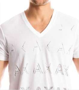 Armani Exchange Cut Copy V Neck T Shirt White NWT  