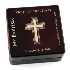  Personalized Contemporary Baptism Wooden Rosary Box 