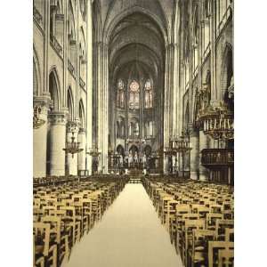  Vintage Travel Poster   Notre Dame interior Paris France 