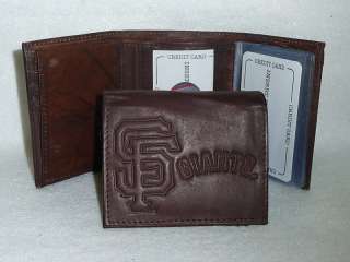 SAN FRANCISCO GIANTS Leather TriFold Wallet NEW dkbr z ins  