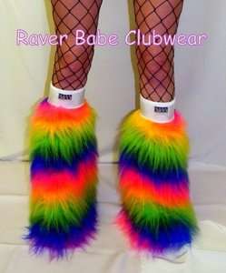   RAVE LEGWARMERS FURRY BOOT COVERS READY MADE FLUFFY BOOT COVERS CYBER