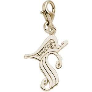   Charms Savannah City Logo Charm with Lobster Clasp, Gold Plated Silver