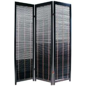 Hand Painted Black Wooden Blind Screen