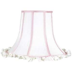  White Ruffle/Pink trim Scallop Hourglass Lamp Shade Extra 