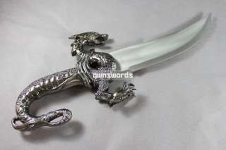 10 Cast Metal Antique Silver Finish Dragon Dagger NEW  