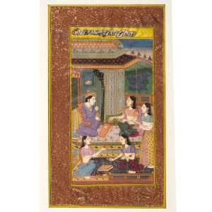 Mughal Miniature on Paper By Painted Crushed Stone & Golden Color From 