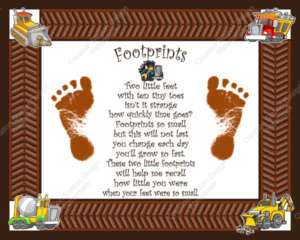 Construction Theme Babys Footprints with Poem  