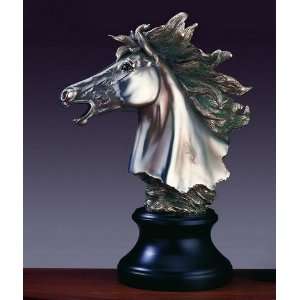  Horse Head Sculpture   Silver Finish   22 Tall x 17 Wide 