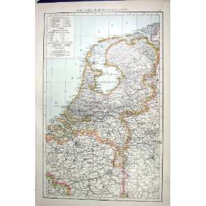  HOLLAND NETHERLANDS ANTIQUE MAP c1897 BELGIUM PRUSSIA 