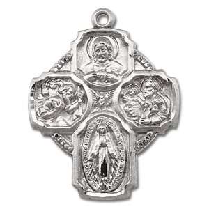  Silver Medal Religious Large 4 Way Jesus St. Mary St. Joseph St 