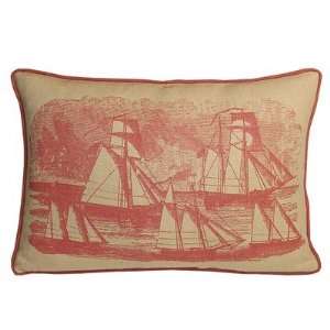  Sailboats Decorative Pillow in Coral Sand