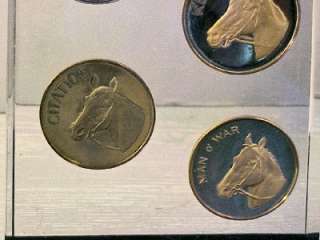 Six Bronze Coin Thoroughbred Trophy Secretariat Ruffian Man O War 