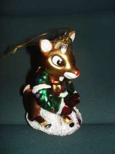 NEW Kurt Adler Glass Rudolph Reindeer Ornament NIB  