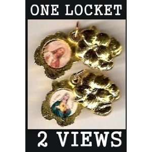   Locket Sagrado Corazon de Jesus Corazon Immaculado de Maria Medalla