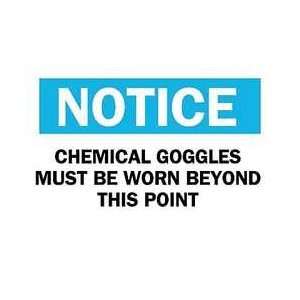 Sign,10x14,chemical Goggles Must Be Worn   BRADY  