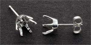 Solid Sterling Silver Pre notched 6.5mm Round 6 Prong Earrings.