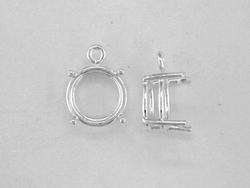 Round 4 Prong Wire Mount Dangle Setting Sterling Silver  
