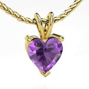   Heart Pendant, Heart Amethyst 14K Yellow Gold Necklace Jewelry
