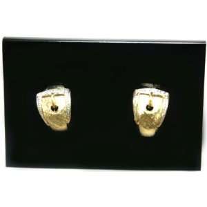  Gold Plated Belt Buckle Earrings with Cubic Zirconia 