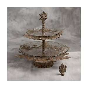  Snowflake Delicacy Double Stand With Glass Plates Kitchen 
