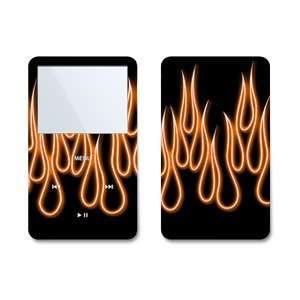 Orange Neon Flames Design Skin Decal Sticker for Apple iPod video 30GB 