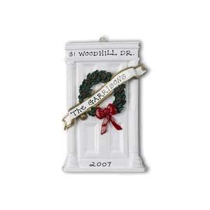  3022 Door w/ Wreath Personlized Christmas Holiday Ornament 