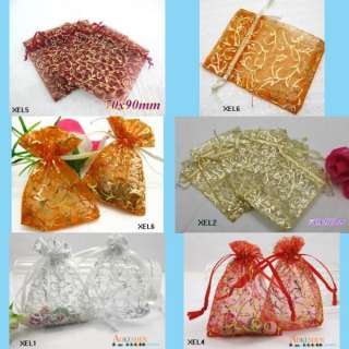 Colors Leaf Organza Jewellery Gift Bags 3x3.5 xe  