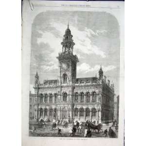  New Townhall Hull Antique Print 1866