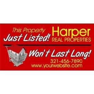  3x6 Vinyl Banner   This Property Just Listed Red 