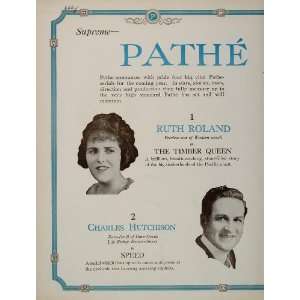  1922 Ad Pathe Silent Film Movie Serials Ruth Roland 