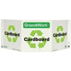Tri View Sign, Header Green at Work, Cardboard with Recycle Symbol 