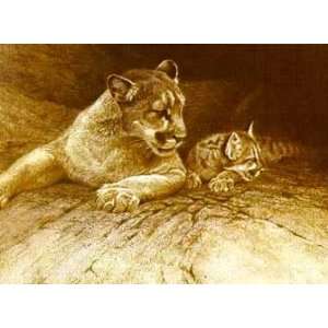 Robert Bateman   Cougar and Kit Lithograph 