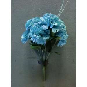   /Turquoise Carnation Silk Flower Bush with 7 Blooms 