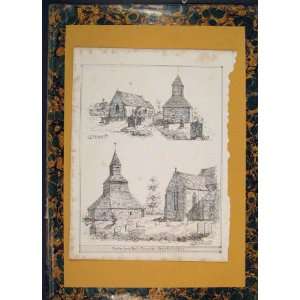   Detached Bell Towers Herefordshire England Old Print