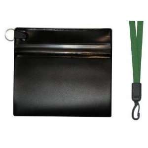  Waterproof Wallet 2 Pocket Black with Dk Green Lanyard 