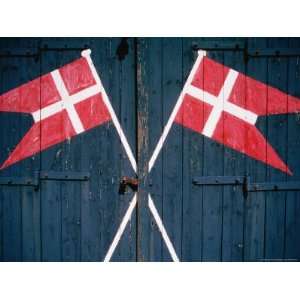 Danish Flags Painted on Doors of Life Saving Station, Sonderho 