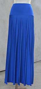 Ripple Pleated Long Maxi Skirt Banded Waist ~ BLUE SAPPAHIRE ~ Sz S,M 