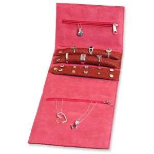  Red Textured PVC Jewelry Roll Jewelry