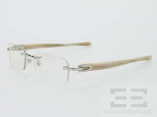 Cartier Beige & Silver Rectangular Frame Rimless Eyeglasses  