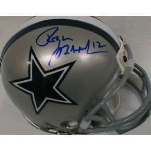  Roger Staubach autographed Dallas Cowboys mini helmet 