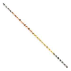    14K Tri Color Gold 1.8mm Diamond Cut Rope Chain 16 Jewelry