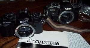 LOT 2 CAMERAS RICOH XR 10 AND XR 6 BLACK 35MM CAMERA BODYS ONLY SLR 