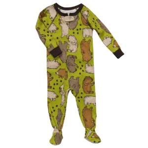   Cotton Happy Bears Footed Sleeper Pajama Green/Brown (24 Months) Baby