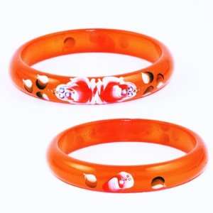  Orange Flower Bracelet with crystal 