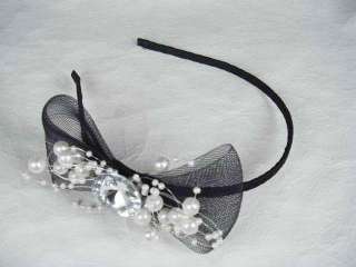 Wedding white Bow Prom Rhinestone Headband Tiara HR98  