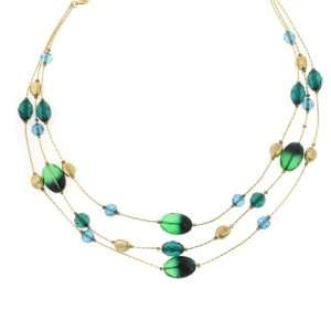  Dionysis Emerald Hues Triple Strand Necklace Jewelry