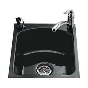   Tile In Entertainment Sink with Two Hole Faucet Drilling, Black Black